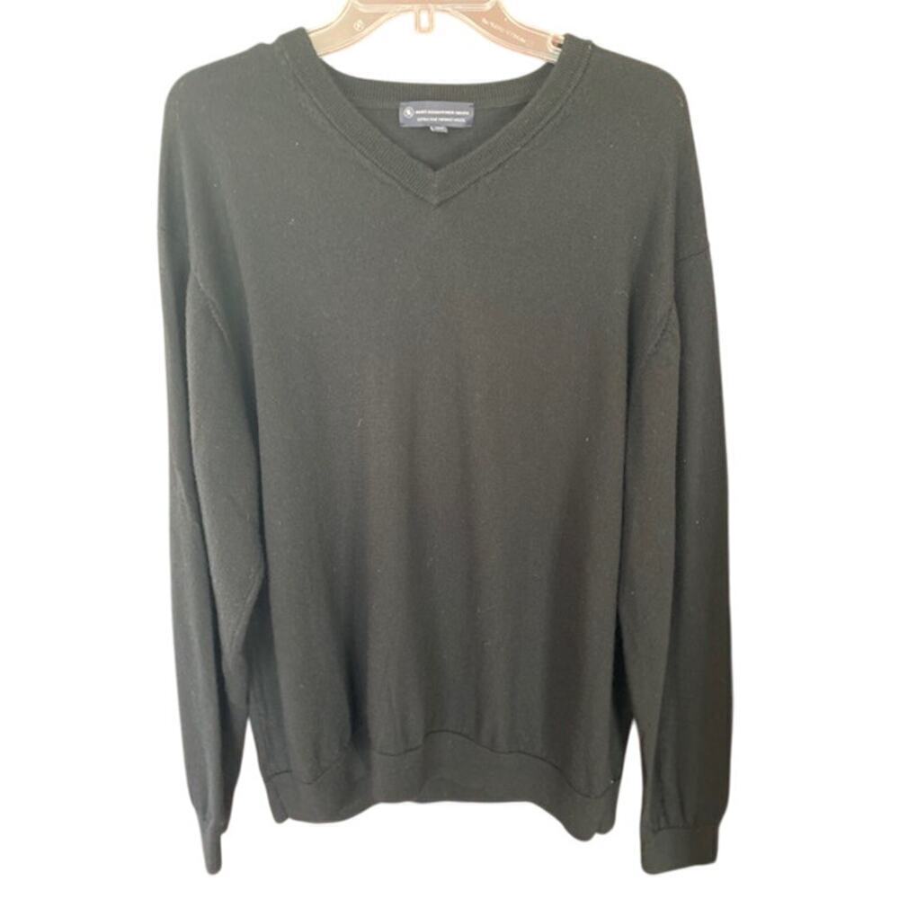 Hart Schaffner Marx Sweater V Neck Mens Size XXL Solid Fine Merino Wool Black